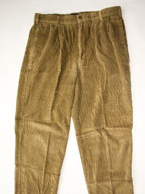GANT Taupe 36" x 32" Pleated & Cuffed Corduroy Pants 100% Cotton